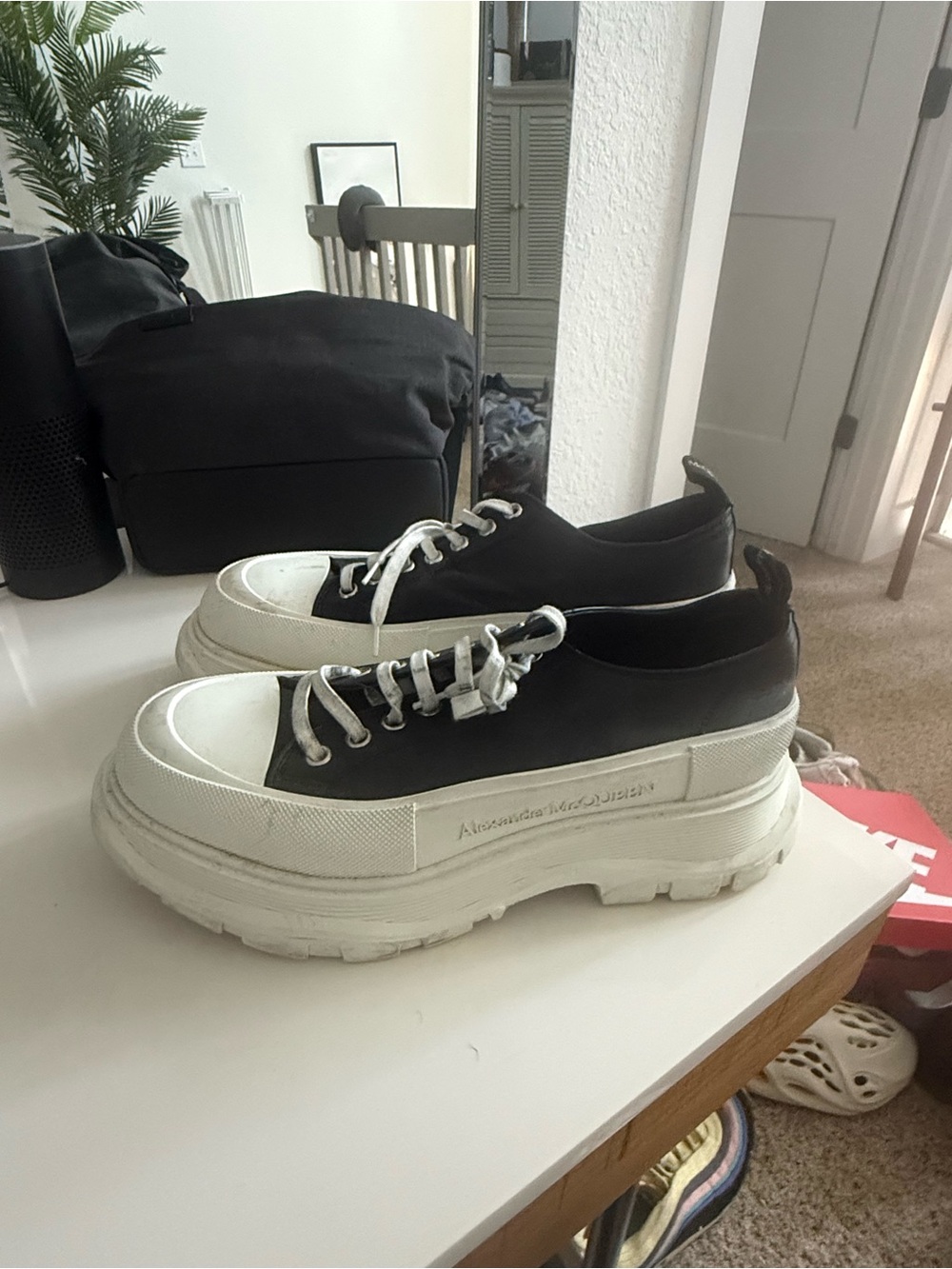 Alexander McQueen Black & White Chunky Platform Sneakers